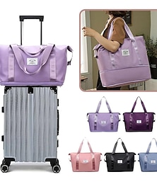 cheap -Men's Women's Handbag Duffle Bag Oxford Cloth Shopping Beach Travel Zipper Large Capacity Waterproof Lightweight Solid Color Black Pink Blue
