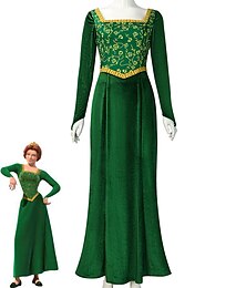 economico -Shrek Da principessa Vestiti Costume cosplay Per donna Cosplay di film Festa Verde Mascherata Abito
