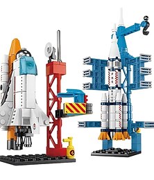 olcso -repülés űrrepülőtér modell űrsikló rakétakilövő központ építés építőkockák űrhajó gyerek téglák kreatív játékok