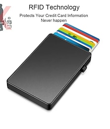 economico -Portacarte sottile in alluminio portafoglio per carte di credito portacarte ID mini blocco RFID custodia automatica pop-up per carte bancarie organizer