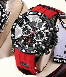 billige -poedagar luksus mann armbåndsur sport kronograf silikon reim herre klokker vanntett lysende dato herre kvarts klokke