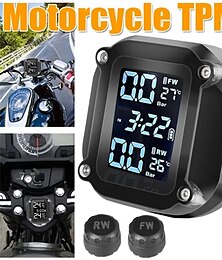 economico -moto tpms sistema di allarme per il monitoraggio della temperatura dei pneumatici della pressione dei pneumatici del motore con 2 sensori esterni