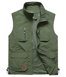 cheap -Men's Fishing Vest Military Tactical Vest Hiking Vest Sleeveless Vest / Gilet Jacket Top Outdoor Breathable Quick Dry Lightweight Multi Pockets Summer Spandex Polyester Black Green Grey Fishing