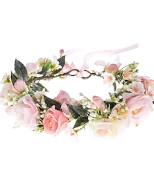 economico -corona di fiori ghirlanda di fiori fascia per capelli corona di fiori festival di nozze oggetti di scena per foto copricapo (rosa)