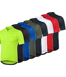 voordelige -Arsuxeo Voor heren Wielrenshirt Korte mouw Fietsen Shirt Kleding Bovenlichaam met 3 achterzakken Bergracen Wegwielrennen triathlon Ademend Reflecterende strips Lampenkatoen Comfortabel Zwart Wit