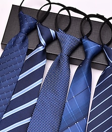 ieftine -Bărbați Cravate Cravată cu fermoar Cravate pentru bărbați Ajustabile Funde Buline Simplu Dungi Nuntă Petrecere de zi de nastere
