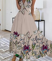 economico -Abito maxi da donna abito a canotta stampa floreale ombre scollo a V quotidiano per appuntamenti mezza manica estate primavera