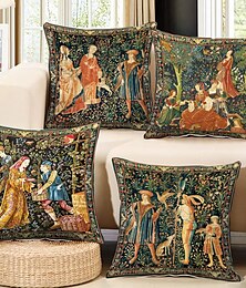ieftine -husă de pernă dublă din struguri medievale 4 buc. husă de pernă pătrată decorativă moale față de pernă pentru dormitor sufragerie canapea scaun