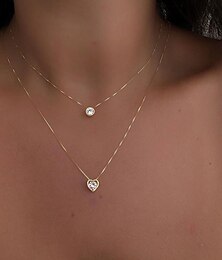economico -1 pc Collane a catena Collana a strati For Per donna Cristallo Chiaro Matrimonio Da sera Giornaliero Cristallo Lega Cuori