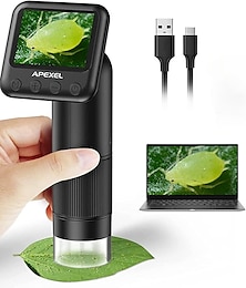 billige -håndholdt digitalt mikroskop med 2 lcd-skærme 800x lomme bærbart mikroskop til børn med justerbare lys mønter elektronisk lup kamera