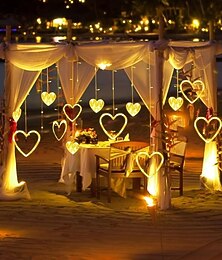 economico -luci a stringa per tende a led 126 batterie per luci a stringa a led&amp; Luci a forma di cuore impermeabili alimentate tramite USB 8 modalità lampeggianti per ragazza San Valentino matrimonio Natale