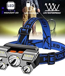 economico -faro a led faro ricaricabile usb faro portatile impermeabile torcia a batteria integrata torcia da lavoro portatile pesca campeggio avventura caccia luce testa