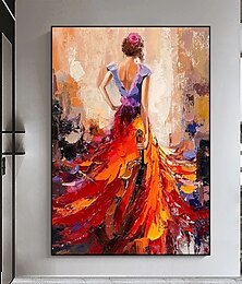 cheap -Handmade Oil Painting Canvas Wall Art Decoration Modern Abstract   Figure Portrait Violin Dance Music Classroom for Home Living Room Decor Rolled Frameless Unstretched Painting