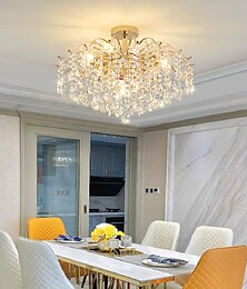 abordables -Lustres LED de luxe moderne, 42/50/60/80 cm 6/6/12/14 lumières en cristal doré pour intérieur de maison, cuisine, chambre à coucher, art en fer, branche d'arbre, lampe créative, lumière blanc chaud 110-240 V