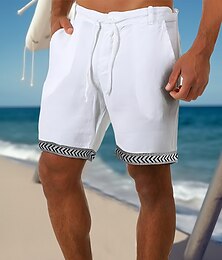 cheap -Men's Shorts Summer Shorts Beach Shorts Patchwork Drawstring Straight Leg Color Block Comfort Breathable Short Casual Daily Holiday Fashion Classic Style Black White