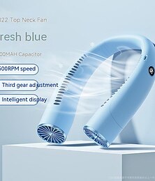 رخيصةأون -مروحة عنق بدون شفرات – مروحة قابلة للارتداء مع شحن عبر USB بزاوية دوران 360°، 3 سرعات، وتصميم على شكل سماعة رأس