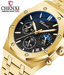 cheap -CHENXI Luxury Quartz Watch for Men Royal Stainless Steel Waterproof Chronograph Sport Business Casual Male Quartz Wristwatch Men Luminous Watches