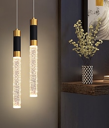 abordables -Lámpara colgante LED regulable de 34 cm de cristal, lámpara de isla de cocina moderna, iluminación colgante ajustable para isla de cocina, lámpara de araña LED de oro negro para comedor, dormitorio,