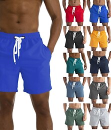 Недорогие -Men's Swim Shorts Swim Trunks Board Shorts Bottoms Breathable Quick Dry Lightweight Drawstring Mesh Lining With Pockets - Swimming Surfing Beach Water Sports Solid Colored Summer