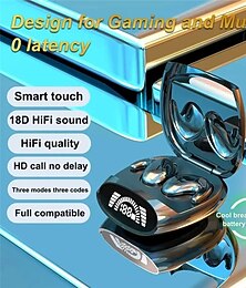 abordables -Casque BT Ultra-Longue Autonomie Sans Fil Ultra-fin Sur-oreille Sports Bass Mini Invisible Pour Android Apple Universel
