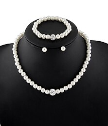 preiswerte -Brautschmuck-Sets 1 Set Künstliche Perle 1 Halskette 1 Armreif Ohrringe Damen Modisch Personalisiert Einfach Glasperlen Kostbar Geometrische Form Schmuck-Set Für Hochzeit Jahrestag Besondere Anlässe