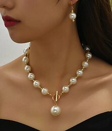 cheap -Bridal Jewelry Sets 1 set Imitation Pearl 1 Necklace Earrings Women's Stylish Simple Cool Lovely Classic Precious Geometric Jewelry Set For Wedding Party