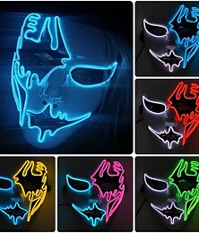 abordables -néon lumière led masque led halloween effrayant masque cosplay partie masque mascarade masques halloween costume carnaval lueur accessoires de fête