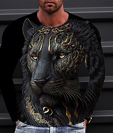 cheap -Men's T shirt Tee Graphic Animal Crew Neck Clothing Apparel 3D Print Outdoor Daily Long Sleeve Print Fashion Designer Vintage