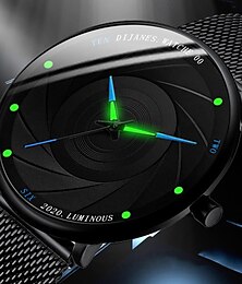 abordables -Relojes de Moda para Hombre Reloj de Cuarzo de Lujo Reloj Casual Negocios Reloj de Malla Negra Luminiscente Reloj Masculino Relogio Masculino