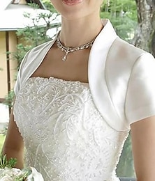 preiswerte -Shawls Women's Wrap Bolero Pure Elegant Short Sleeve Satin Wedding Wraps With Pure Color For Wedding Spring & Summer