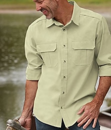 cheap -Men's Hiking Shirt Fishing Shirt Outdoor Long Sleeve UPF50+ UV Protection Breathable Quick Dry Sweat wicking Top Summer Spring Outdoor Fishing Daily Wear Black Army Green Khaki