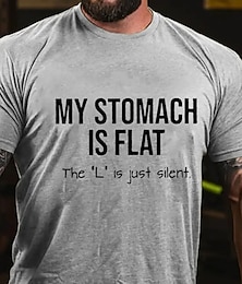 cheap -My Stomach Is Flat The Just Silent Funny Mens 3D Shirt For Birthday | White Summer Cotton | Tee Graphic Casual Style Classic Letter Prints Crew Neck Clothing Apparel Outdoor Street Short Sleeve