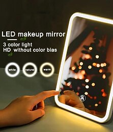 זול -מראת איפור led 3 צבעים בצפיפות גבוהה חרוזי מנורה במראה התאמת מסך מגע בהירות מילוי אור מראה USB ממשק טעינה מתקפל ונושא בקלות מתנת יום הולדת ליום האהבה לאמא חברה נשים