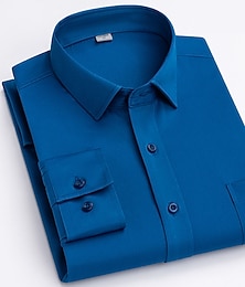 preiswerte -Herren Oberhemd Bügelfreies Hemd Streifen und Plaid Hochzeit Büro & Karriere Schwarz Weiß Hellgrün Wein Langarm Umlegekragen Ganzjährig Bekleidung