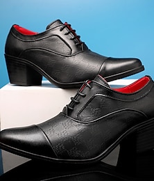 cheap -Men's Oxfords Derby Shoes Dress Shoes Tuxedos Chunky Heel Shoes Business British Gentleman Wedding Party & Evening Patent Leather Lace-up Height Increasing Shoes Black White Spring Fall