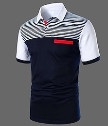 cheap -Men's Button Up Polos Polo Shirt Casual Holiday Lapel Short Sleeve Fashion Basic Color Block Classic Summer Regular Fit White Yellow Burgundy Dark Navy Blue Button Up Polos