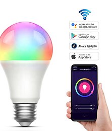 זול -נורת LED חכמה E26 טויה איידן Alexa רובי שליטה דימור וצבע WiFi A70 נורת RGBCW 9W15W