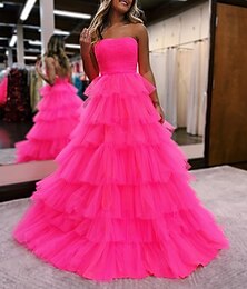 abordables -Robe de bal robes de rêve robe sans dos invitée de mariage formelle longueur au sol sans manches bustier en tulle avec fronces 2025