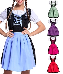 economico -Oktoberfest Abiti tradizionali Blusa Dirndl Bavarese Cameriera Bavarese Tedesco Prati Per donna Panno in stile tradizionale Blusa Vestito