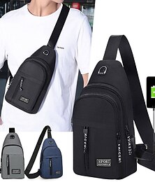 economico -Borsa a tracolla da uomo con porta di ricarica USB: borsa a tracolla multitasche e di grande capacità per il rientro a scuola