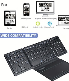 voordelige -draadloos oplaadbaar bt-toetsenbord met touchpad & numeriek toetsenbord perfect voor telefoon & tablet
