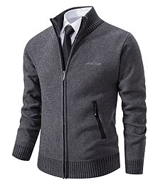 abordables -Homme Pull Chandail Gilet Cardigan A côtes Tricoter Normal Tricoté Mao Guêtres Moderne contemporain Usage quotidien Sortie Vêtement Tenue Automne hiver Noir Gris Claire S M L