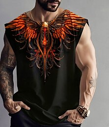 billige -Herre Vest Top Ærmeløs T-shirt til mænd Grafisk Dyr Phoenix Rund hals Tøj 3D-udskrivning Daglig Sport Stropper Trykt mønster Mode Designer Muskel