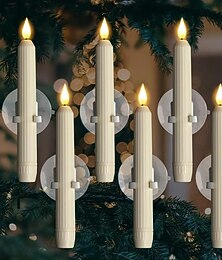 economico -6 pezzi candele LED a colonna senza fiamma Luce gialla calda con ventose per decorazioni natalizie capodanno finestra camino per Halloween