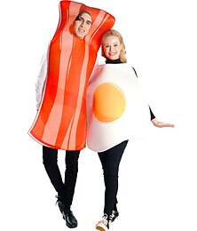 halpa -parit muna pekoninauha hauskat puvut halloween ryhmä pariskunnat puvut miesten naisten elokuva cosplay cosplay puvut hauska puku keltainen punainen trikoo / onesie halloween karnevaali naamiainen