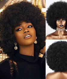 abordables -perruques afro courtes des années 70 pour femmes noires grande perruque afro courte synthétique noire des années 70 8 pouces perruque afro des années 60 pour femmes perruques de fête de cosplay de