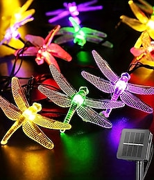 Χαμηλού Κόστους -1 τμχ ηλιακά φωτιστικά κορδονιού λιβελούλα αδιάβροχα 20 leds dragonfly φώτα νεράιδα διακοσμητικός φωτισμός για πάρτι αίθριου με φράχτη γκαζόν κήπου εσωτερικού/εξωτερικού σπιτιού