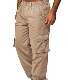 levne -Pánské Kargo kalhoty Nákladní kalhoty Pracovní kalhoty Elastický pas Multi kapsa Straight-Leg Bez vzoru Práce Jednoduchý Na běžné nošení Námořnická modř Vojenská zelená