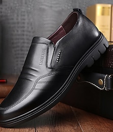 levne -Pánské černé nazouvací mokasíny z umělé kůže – pohodlné business casual společenské boty do kanceláře, na cesty i na každodenní nošení