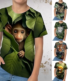 billiga -Pojkar 3D Grafisk Djur Tecknat T-shirt Kortärmad 3D-tryck Sommar Vår Aktiv Sport Mode Polyester Barn 3-12 år Utomhus Ledigt Dagligen Normal